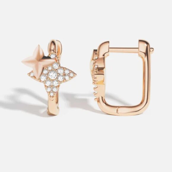 APM Monaco Météorites Rose Gold Square Hoop Earrings - Picture 1 of 4